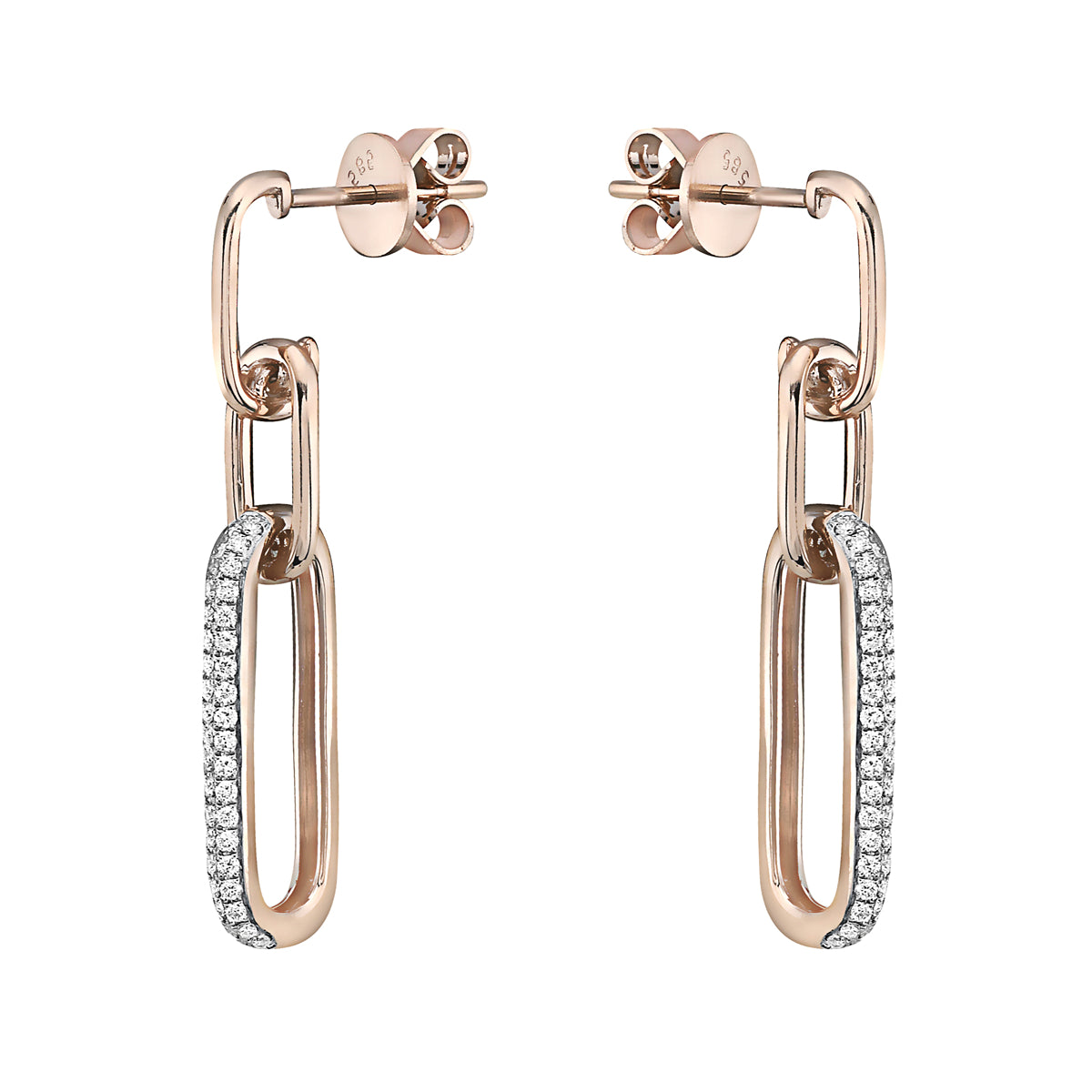 DANGLE PAPERCLIP EARRINGS 14KT / DIAMOND