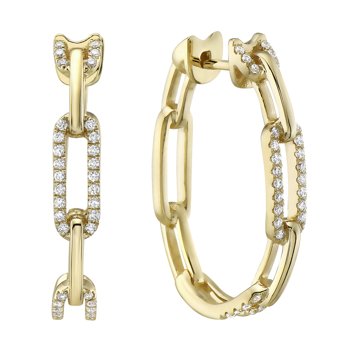 PAPERCLIP HOOP EARRINGS 14KT / DIAMOND