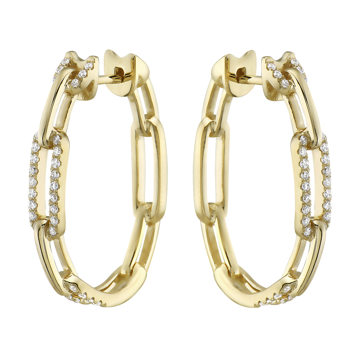 PAPERCLIP HOOP EARRINGS 14KT / DIAMOND