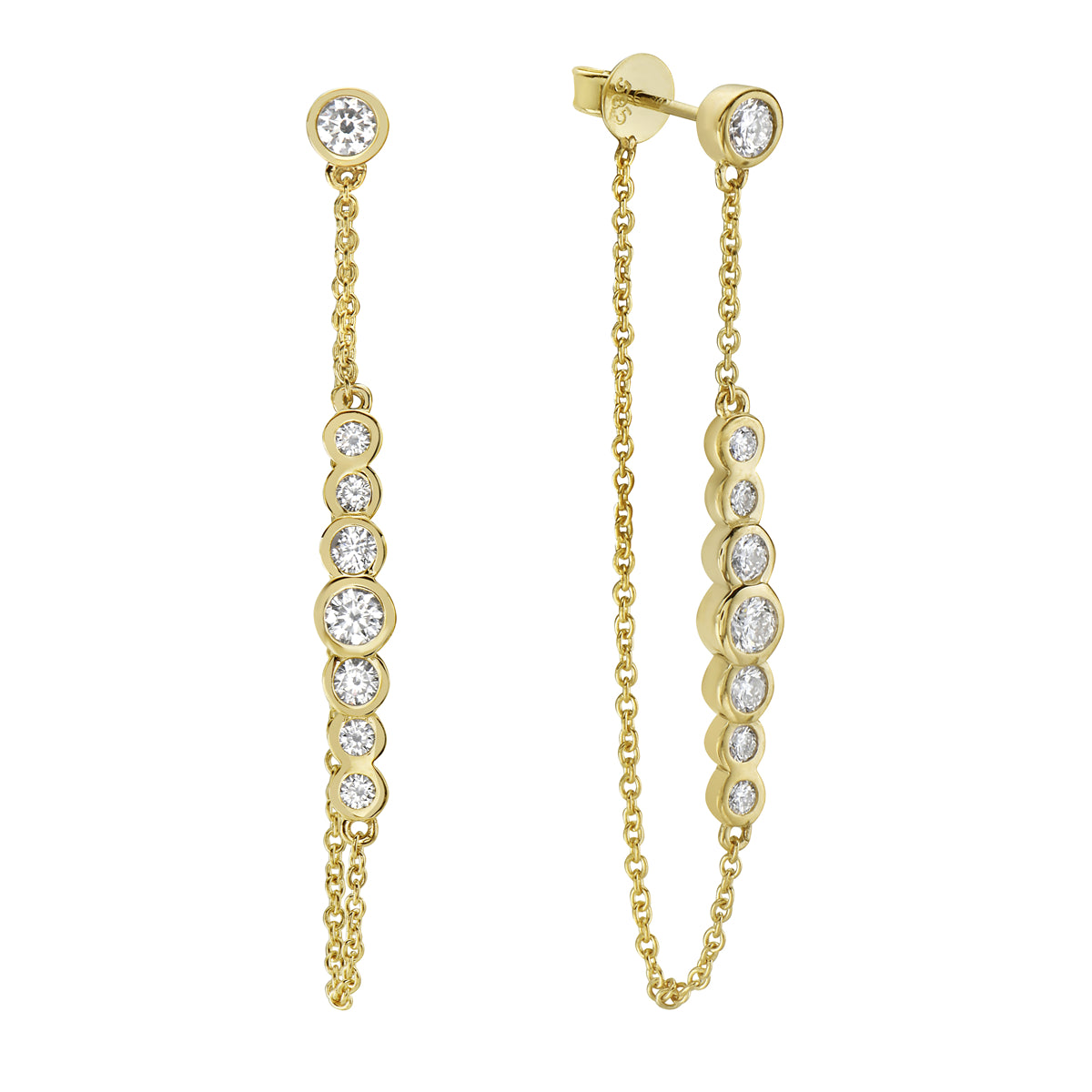 BEZEL DROP DANGLE EARRINGS 14KT / DIAMOND