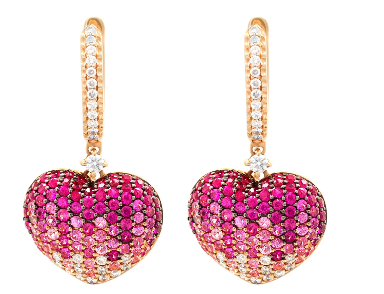 FULL COLORFUL HEARTHS EARRINGS 18KT / DIAMOND / SAPPHIRE