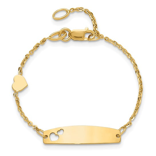 14K Polished Heart Children's ID Bracelet