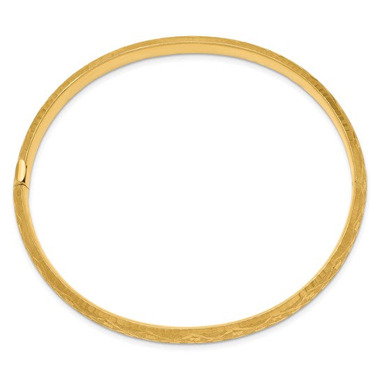 14k 4/16 Diamond-cut Fancy Hinged Bangle Bracelet