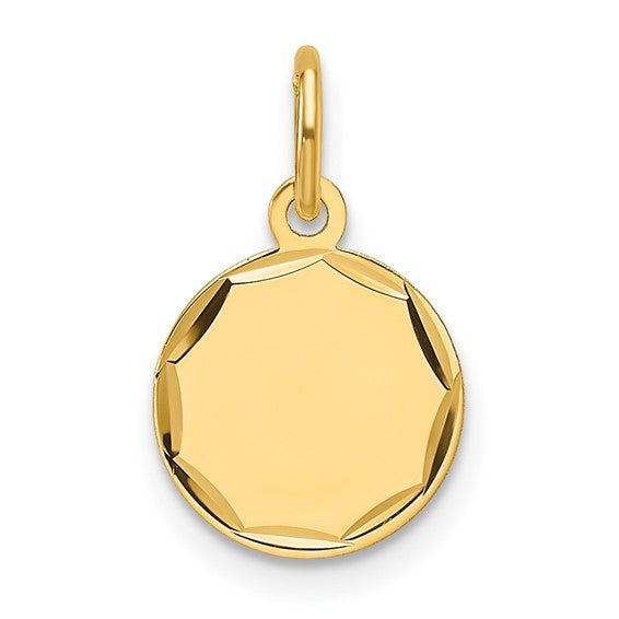 14k Etched .009 Gauge Engravable Round Disc Charm