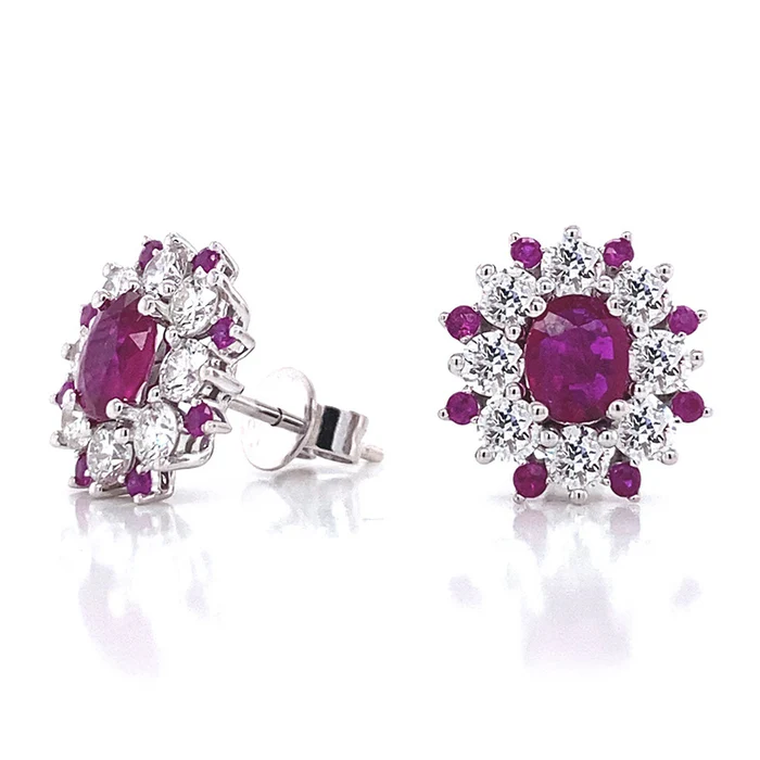 EARRINGS 14KT / DIAMOND / RUBY