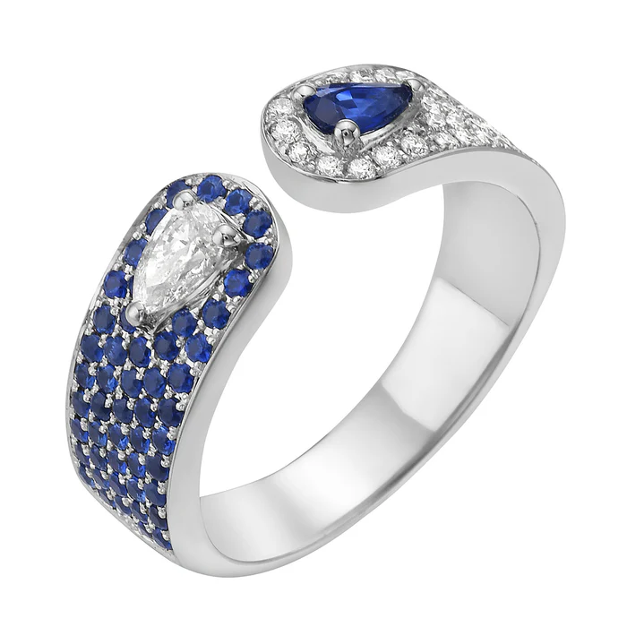 RING 14KT / DIAMOND / SAPPHIRE