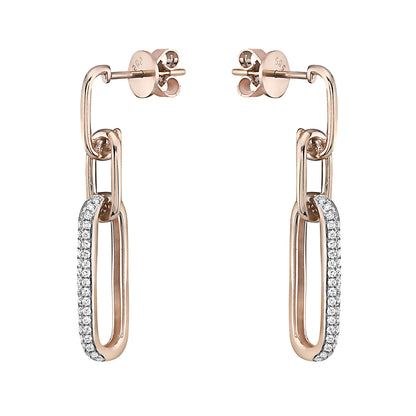 WHITE GOLD DANGLE DIAMOND PAPERCLIP EARRINGS