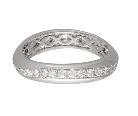 Modern Wavy Diamond Stackable Ring