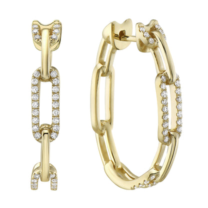 YELLOW GOLD PAPERCLIP HOOP EARRINGS