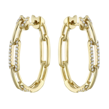 YELLOW GOLD PAPERCLIP HOOP EARRINGS