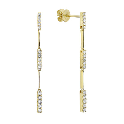 YELLOW GOLD DIAMOND LINK DROP EARRINGS