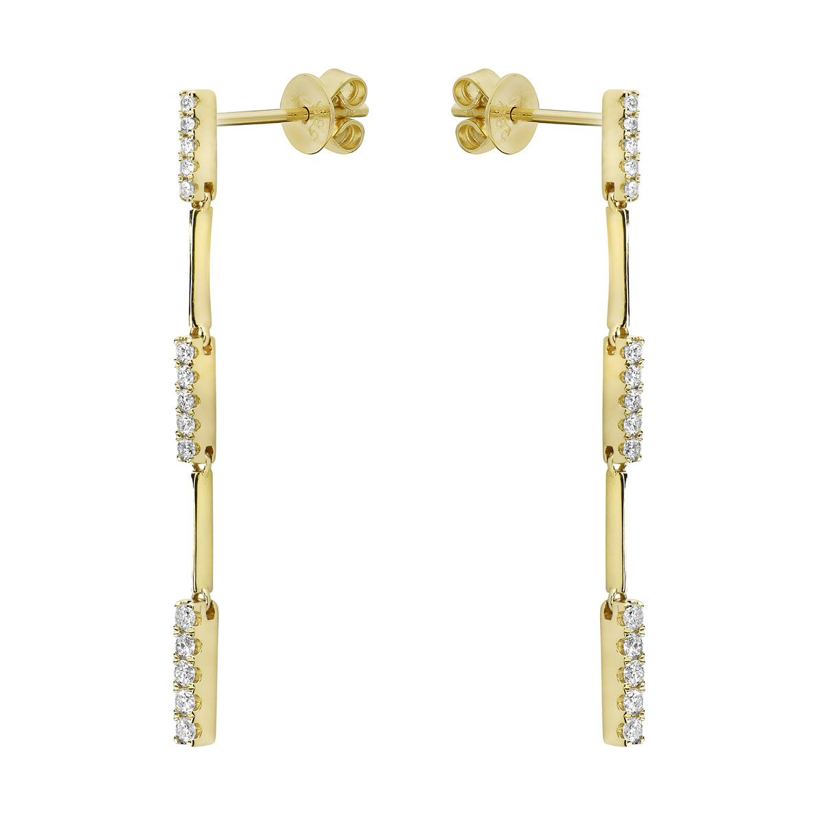 YELLOW GOLD DIAMOND LINK DROP EARRINGS