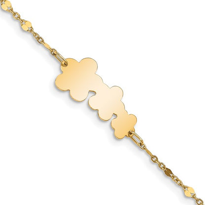 14K Children's Polished Flowers with 1 in ext. Bracelet