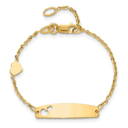 14K Polished Heart Children's ID Bracelet