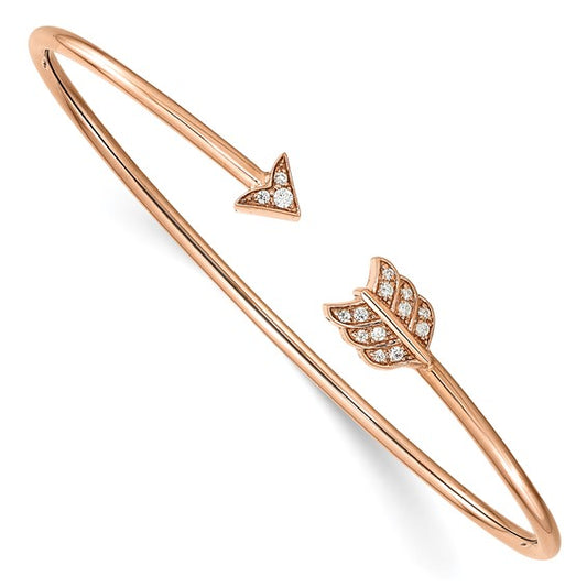 14k Rose Gold Diamond Arrow Cuff Bangle