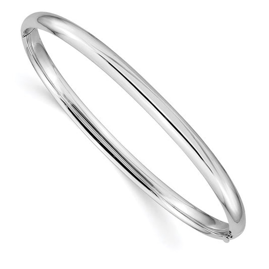 14k White Gold High Polished 4.0mm Hinged Bangle