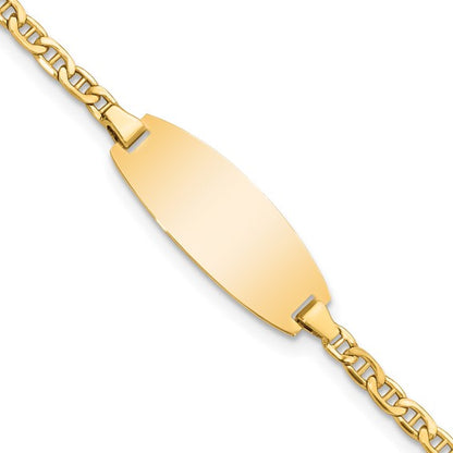 14k Semi-Solid Oval Anchor ID Bracelet