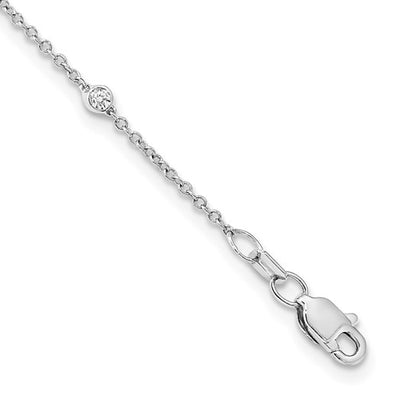 14k White Gold Diamond Station Cable Necklace