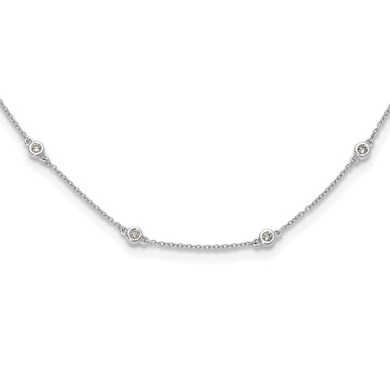 14k White Gold Diamond Station Cable Necklace