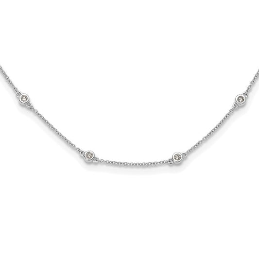 14k White Gold Diamond Station Cable Necklace