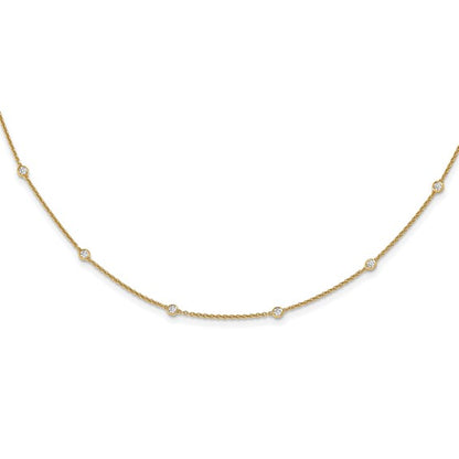 14k Diamond Station Cable Necklace