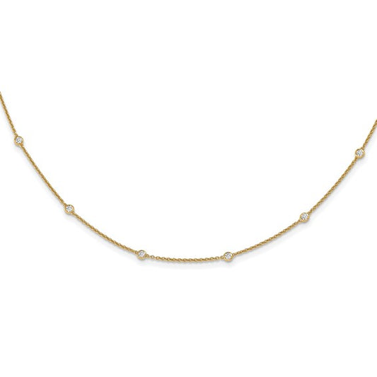 14k Diamond Station Cable Necklace