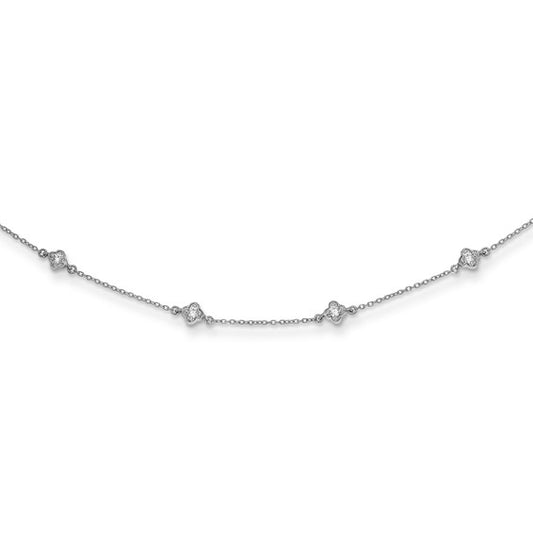 14k White Gold Diamond Multi Station Necklace