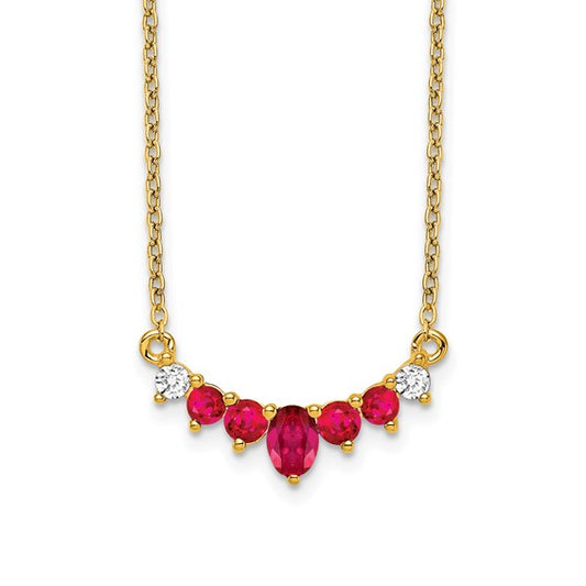 14k Ruby and Diamond 18 inch Necklace