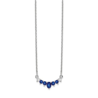 14k White Gold Sapphire and Diamond 18 inch Necklace