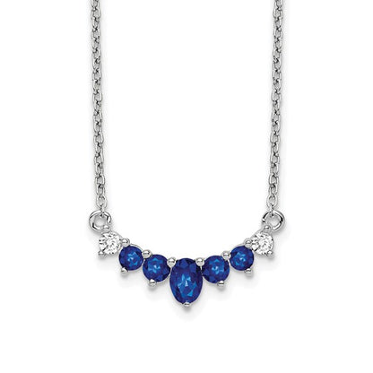 14k White Gold Sapphire and Diamond 18 inch Necklace