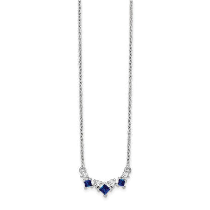 14k White Gold Sapphire and Diamond 18 inch Necklace