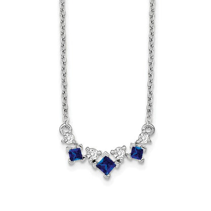 14k White Gold Sapphire and Diamond 18 inch Necklace