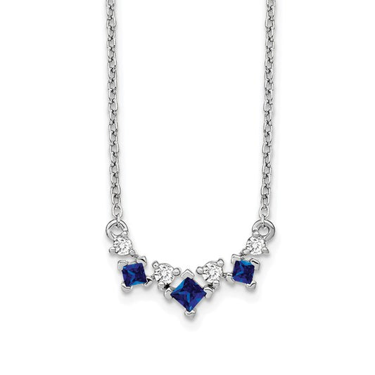 14k White Gold Sapphire and Diamond 18 inch Necklace