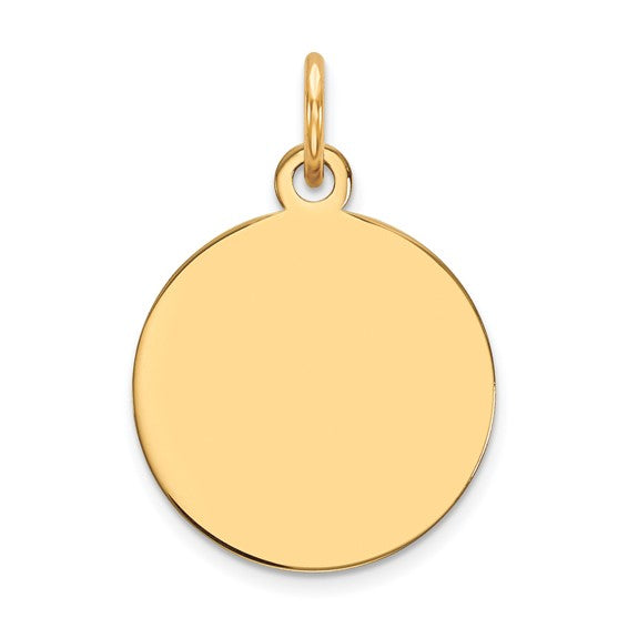 14k Plain .009 Gauge Circular Engravable Disc Charm