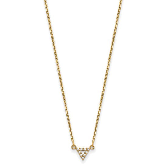 14k AA Quality Diamond 6mm Triangle Necklace