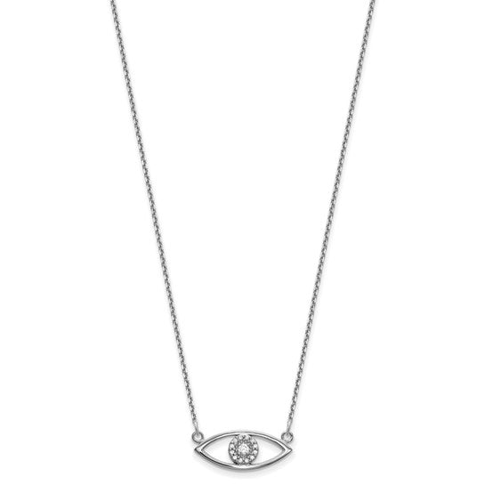 14k White Gold Small Necklace Diamond Evil Eye