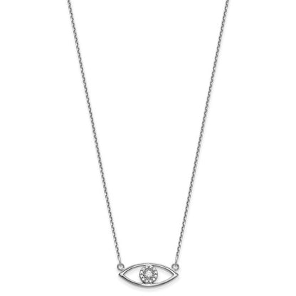 14k White Gold Small Necklace Diamond Evil Eye