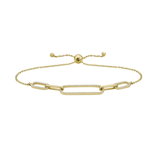 14K YELLOW GOLD DIAMOND BOLO BRACELET