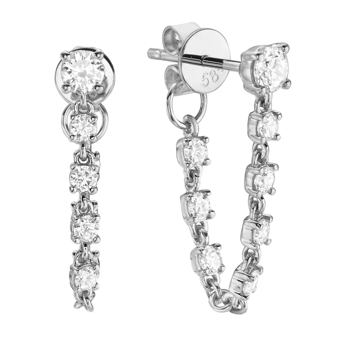 Earrings 14KW/1.5G 2RD-0.23CT 14RD-0.41CT