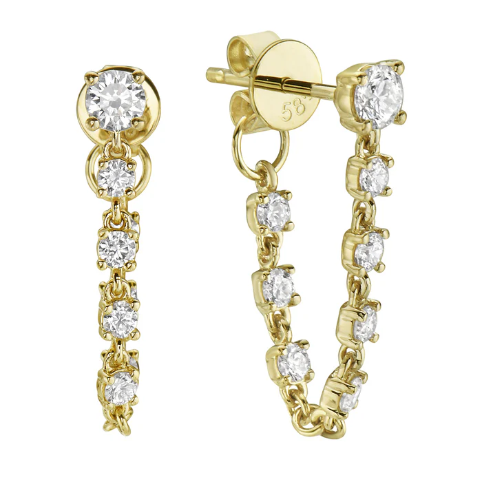 Earrings 14KY/1.5G 2RD-0.23CT 14RD-0.41CT