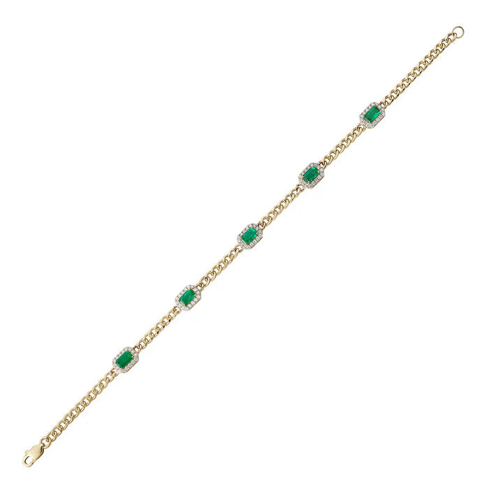 Bracelet 14KY/2.0G 5EMER-1.30CT 80RD-0.42CT