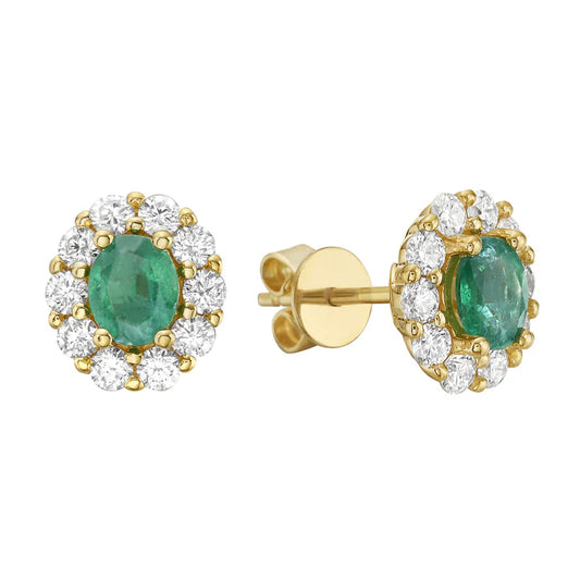 Earrings 14KW/1.6G 2EMER-0.61CT 20RD-0.54CT