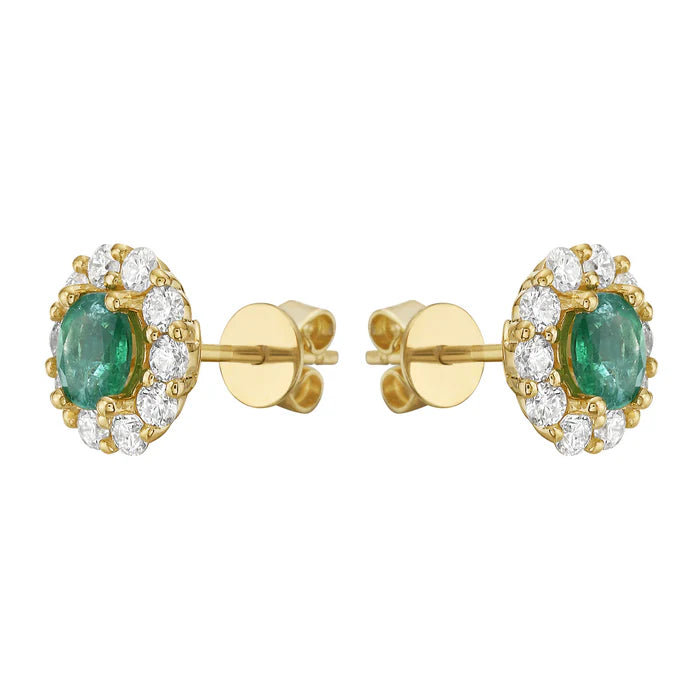 Earrings 14KW/1.6G 2EMER-0.61CT 20RD-0.54CT