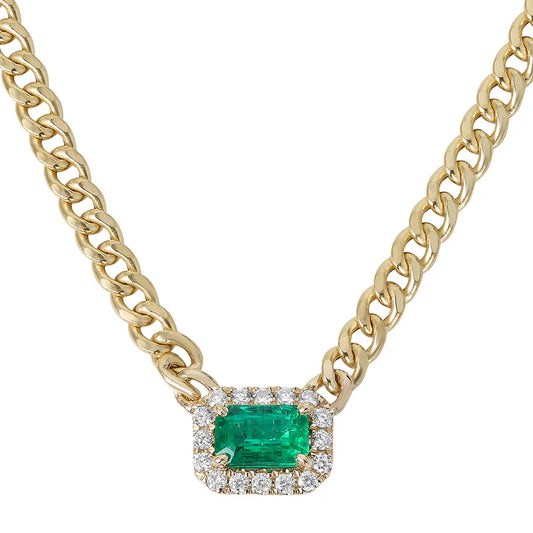 Pendant 14KY/1.0G 1EMER-0.55CT 14RD-0.24CT