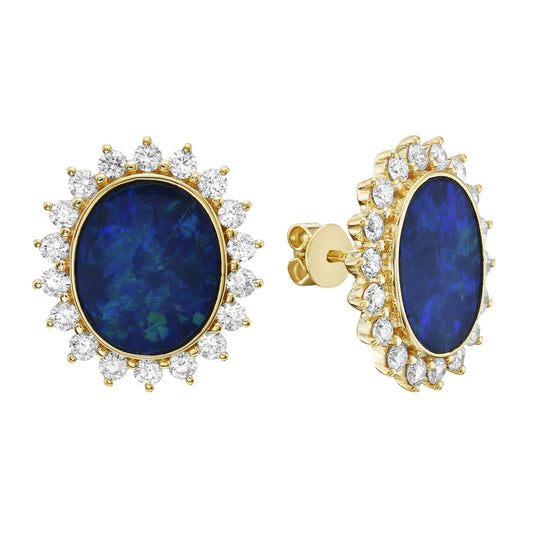 EARRINGS 14KY /DIAMOND /SAPP