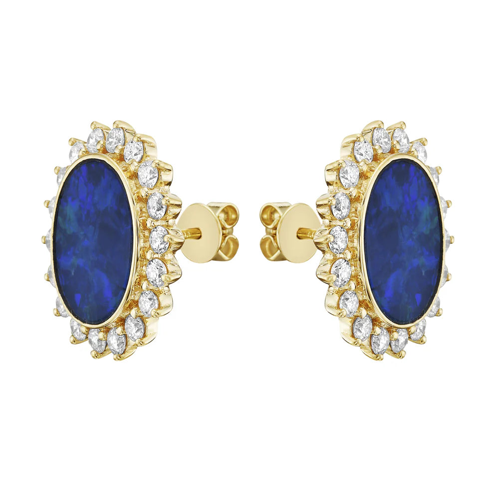 EARRINGS 14KY /DIAMOND /SAPP