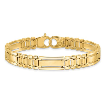 14k Polished and Satin 8.5in Mens Link Bracelet