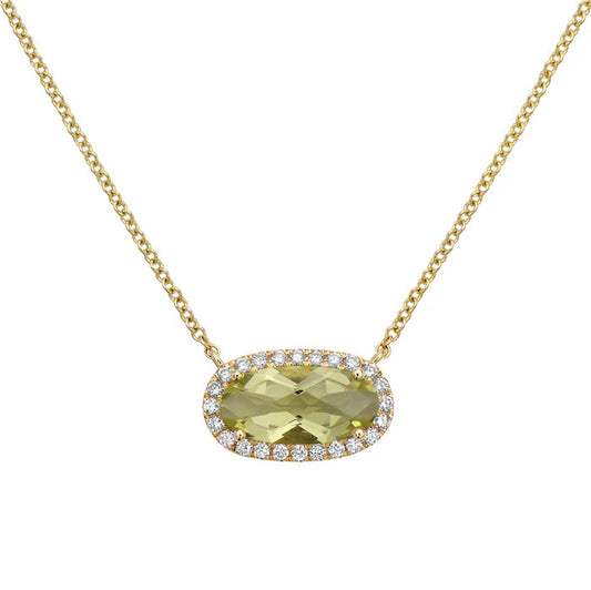 Necklace 14KY/0.9G 3GGQ-1.69CT 22RD-0.20CT Green Gold Quartz