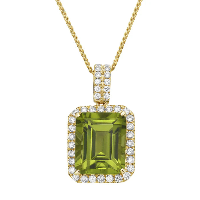 Pendant 14KY/1.5G 1PER-3.68CT 40RD-0.28CT Peridot
