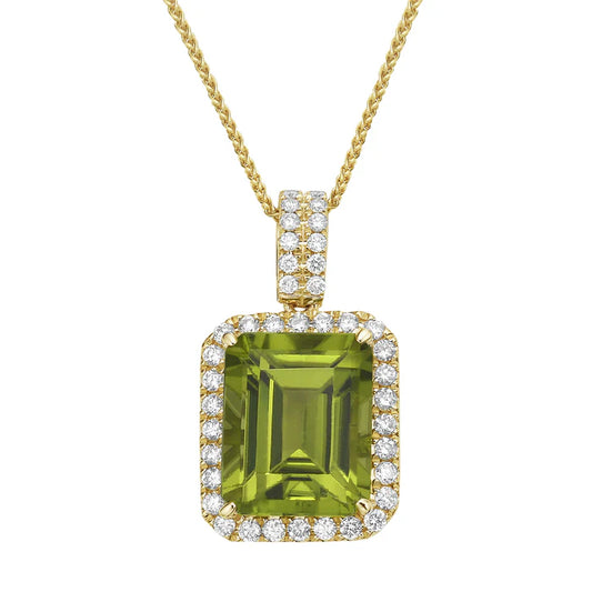 Pendant 14KY/1.5G 1PER-3.68CT 40RD-0.28CT Peridot